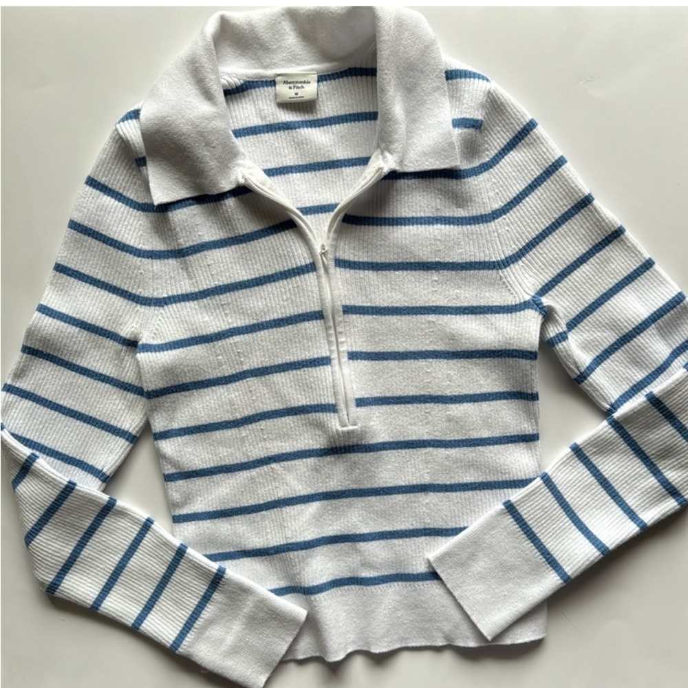 Abercrombie & Fitch cropped striped polo sweater